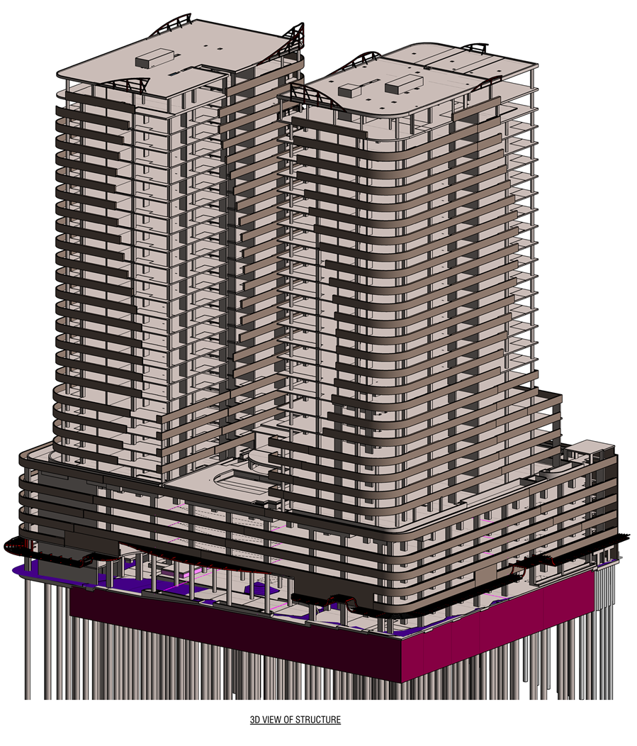 The Archibald Structural 3D view of Revit model