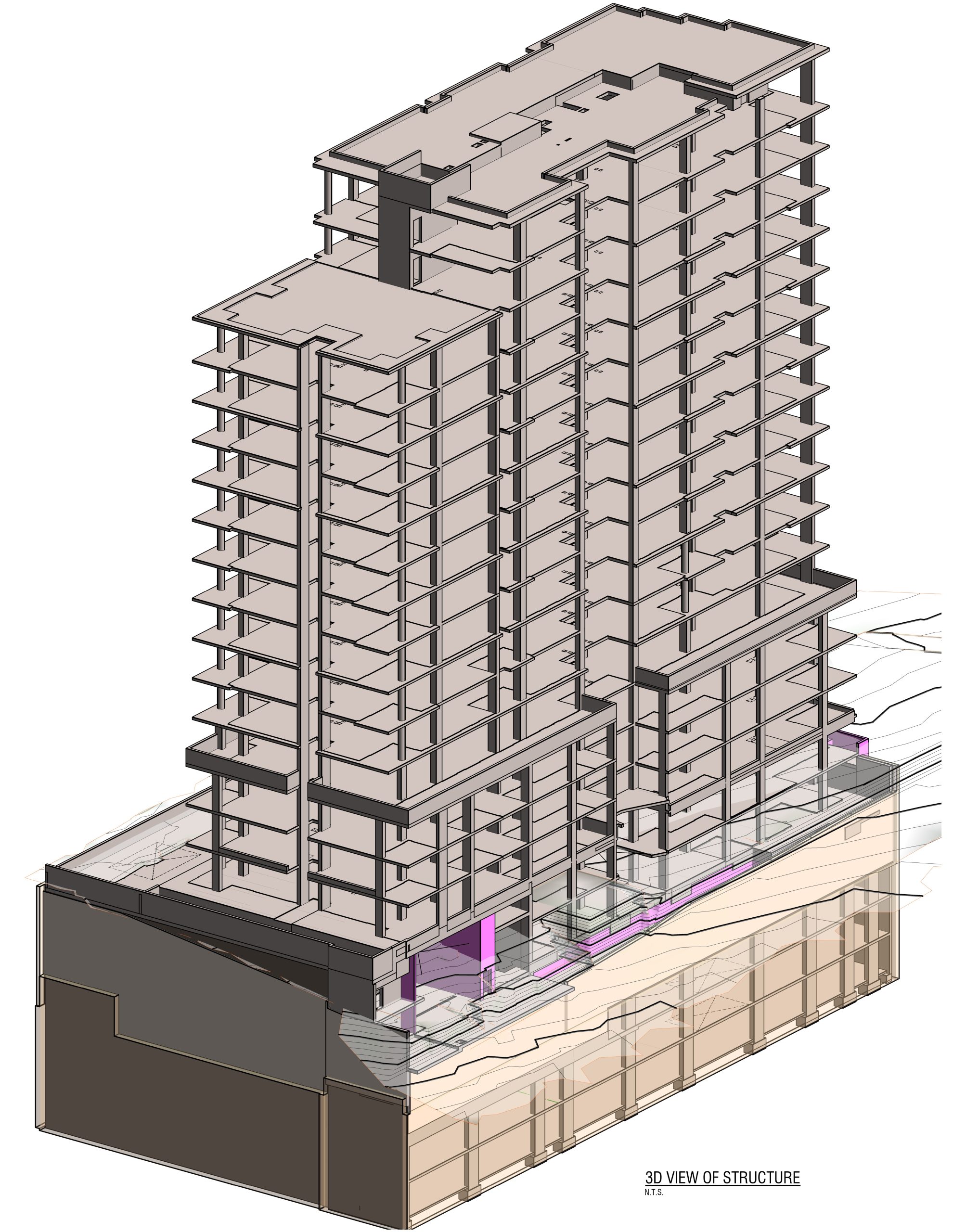 3D VIEW of Structural Revit Model scaled