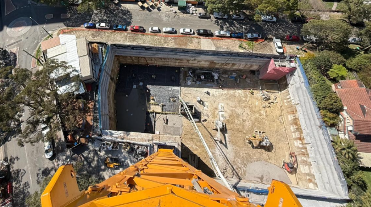 Site Photo of Deep Rock Excavation from The Temp Construction Crane